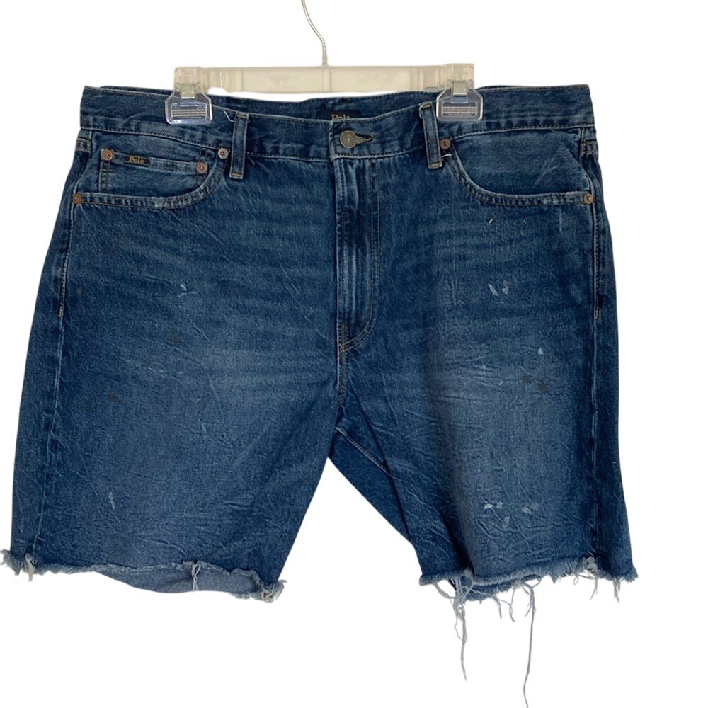 Polo Ralph Lauren Men's 8.5" Classic Fit Denim Short Size‎ 38 Distressed Finish